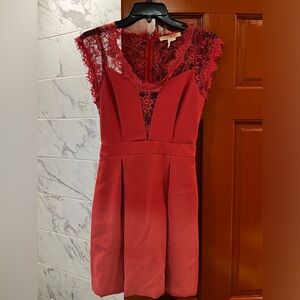 CBGeneration Lace Inset Cocktail Dress in Antique Garnet